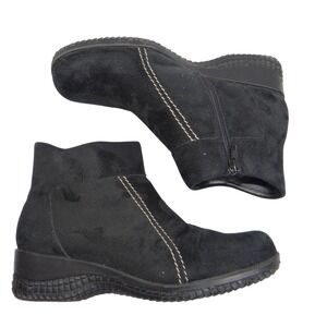 Basic‎ Editions Women Black Suede Side Zip Ankle Boots Wide Width Size 8